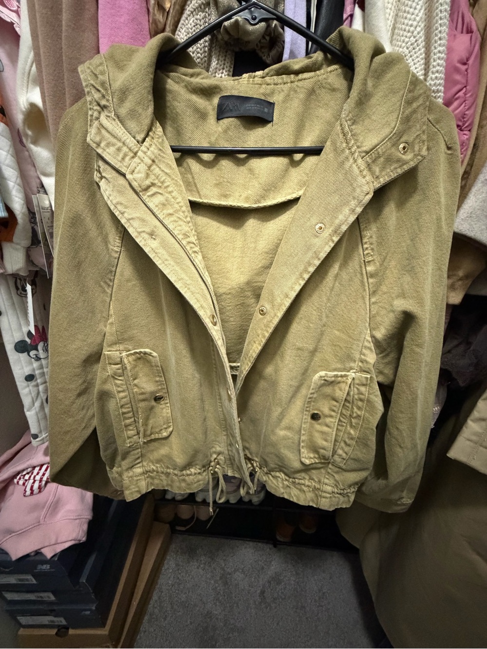 Zara Hooded Utility Jacket in Olive Green